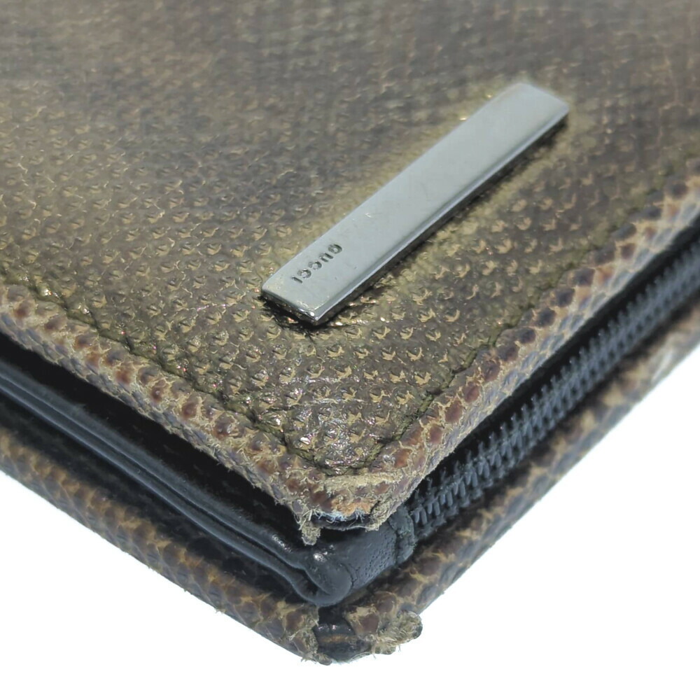 Gucci Python Leather Logo Plate Bifold Wallet Min… - image 5